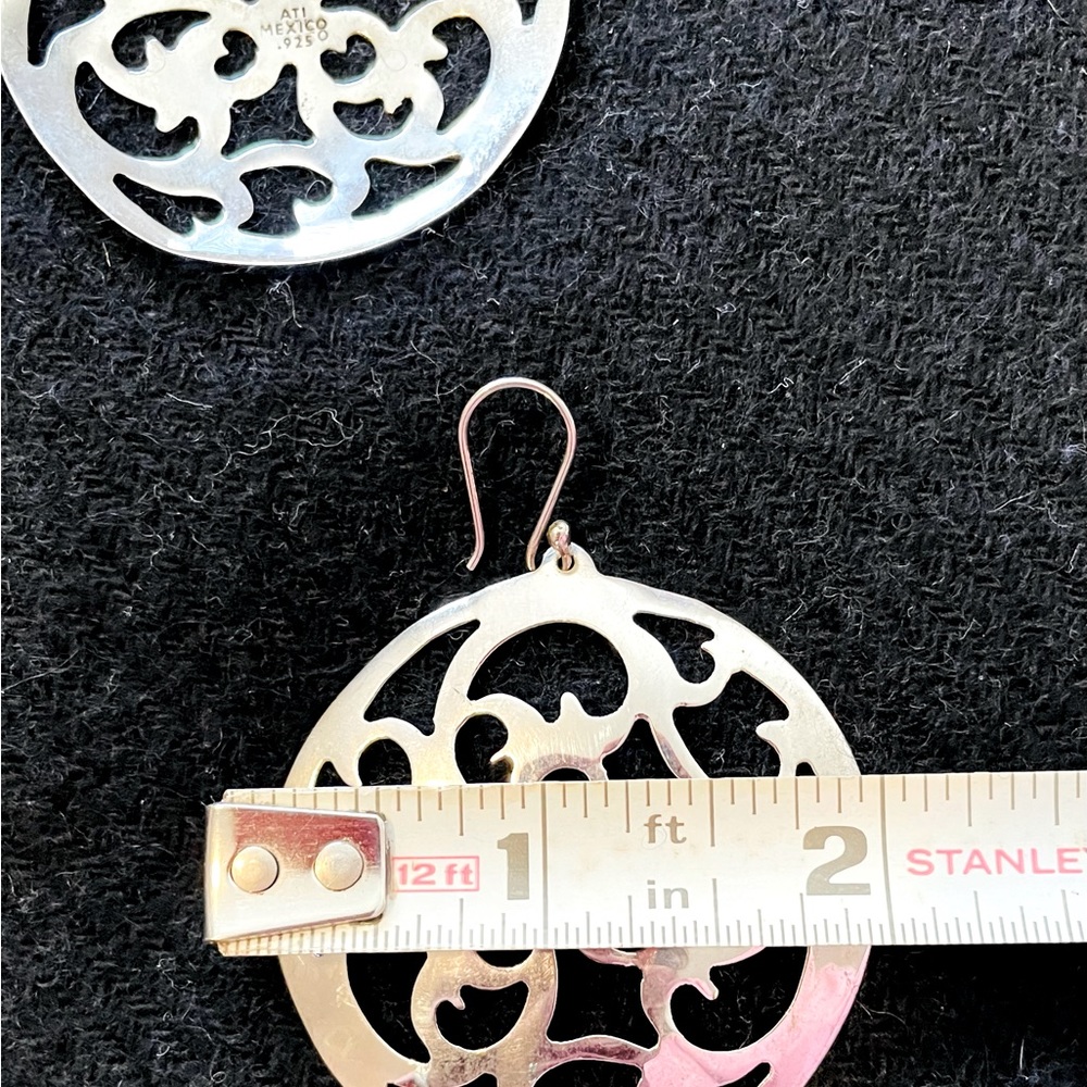 Large Sterling Silver Dangle Earrings - image 2